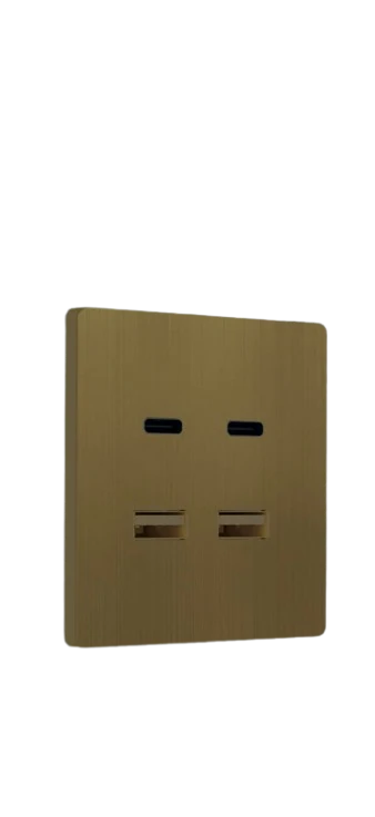 MYRON Double Type-C + USB — Satin Brass